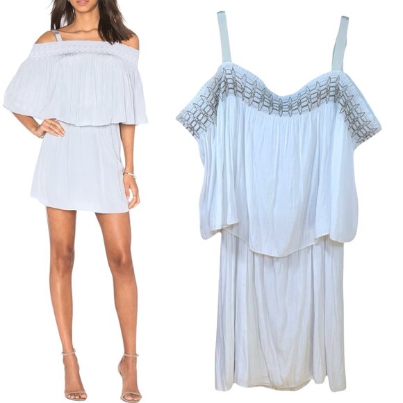 Ramy Brook, Women's ‘Sadie’ Mini Dress, Off-Shoulder, Embroidered, White X-Small - Picture 1 of 12
